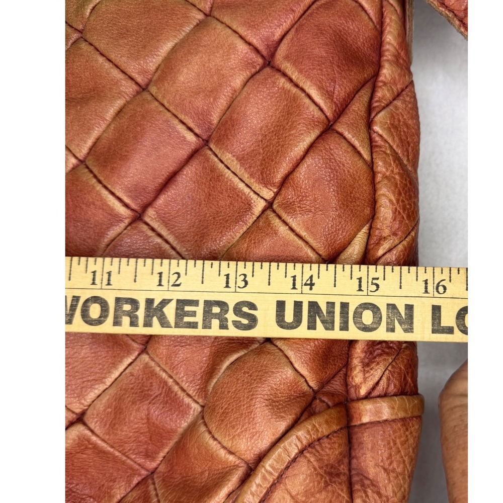Liebeskind Berlin Large Cognac Leather Hobo Shoulder Bag Quilted Slouchy Boho - Picture 5 of 11
